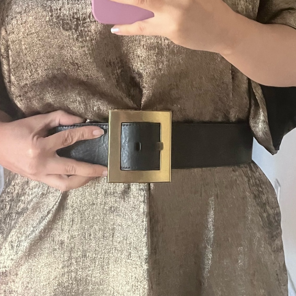 Roberto Cavalli Black Leather Buckle Belt